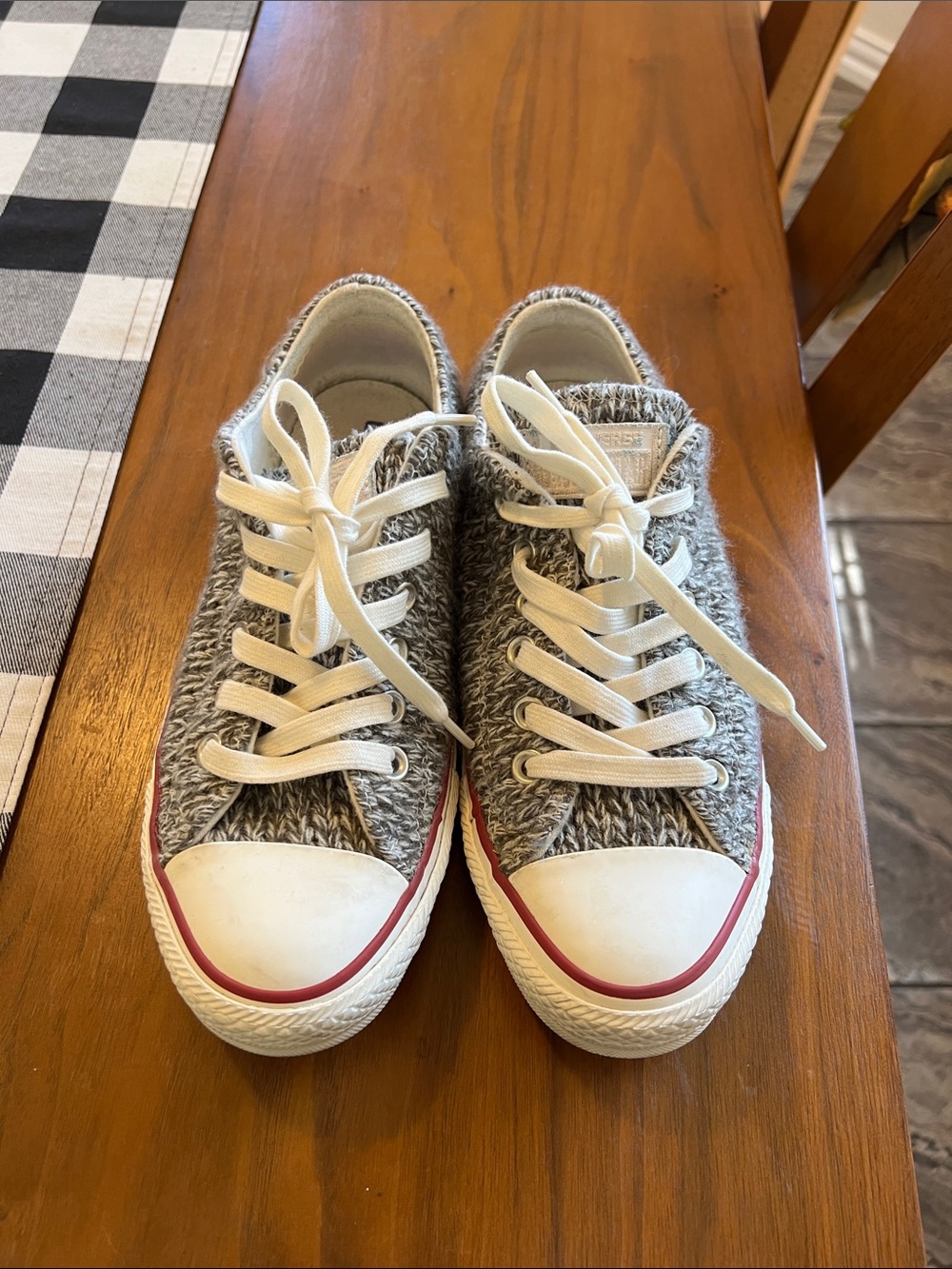Converse Gray Knit Low-Top Sneakers with White Laces